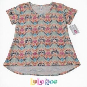 LuLaRoe Classic Tee Medium NWT Multicolor Geometric Boho High Low Tunic Top